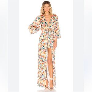 LOVERS + FRIENDS Betty floral satin maxi dress with shorts size S